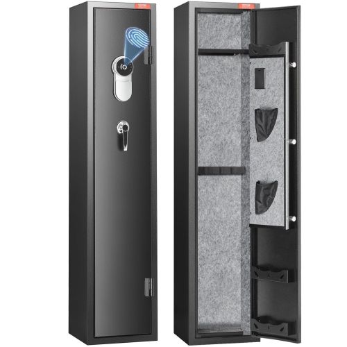 VEVOR 5 Rifles Gun Safe, Rifle Safe with Fingerprint Lock, Quick Access Gun Storage Cabinet for Shotguns with Removable Shelf, Pistol Rack