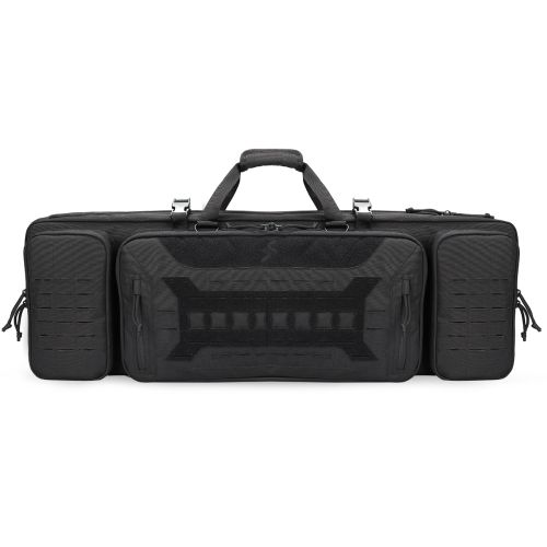 VOTAGOO Double Rifle Case Gun Bag, Safely Long-Barrel Firearm Transportation Cases  Locks, All-Weather Soft Tactical Range Bag Ackpack For Shotgu