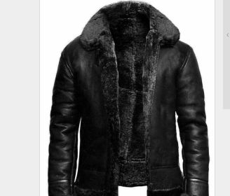 Mens Fleece Pu Zipper Jacket Outwear (Color: Black, size: S)