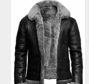 Mens Fleece Pu Zipper Jacket Outwear (Color: Gray, size: M)