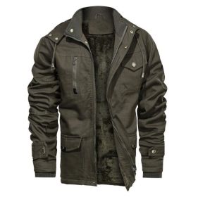 Mens Hooded Casual Zipper Fleece Jacket (Color: Green, size: M)