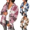 Women Flannel Plaid Jacket Button Down Shirts Coats Shacket